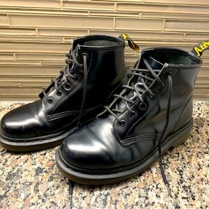 Dr. Marten 1460 boots. Men’s size 8. Smooth black with black stitching.